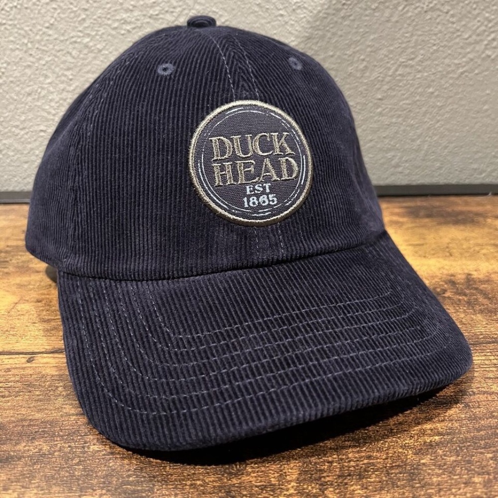 Duck Head Hat Cap Corduroy Navy Blue Strapback OSFA Patch Dad Adjustable